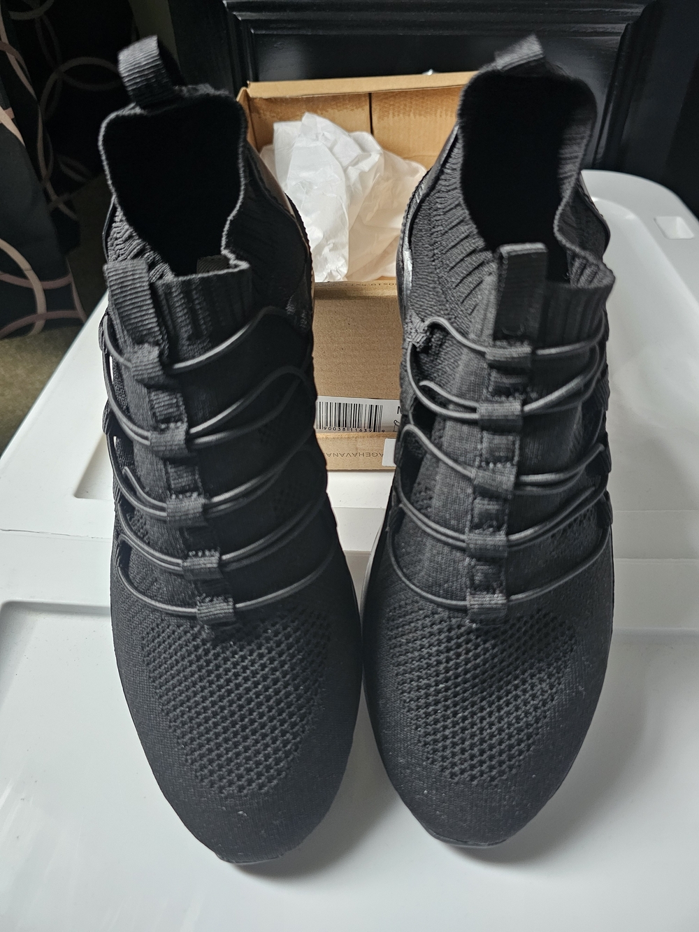 Sneakers Women's Black Knit Athletic Slip-On Sneakers